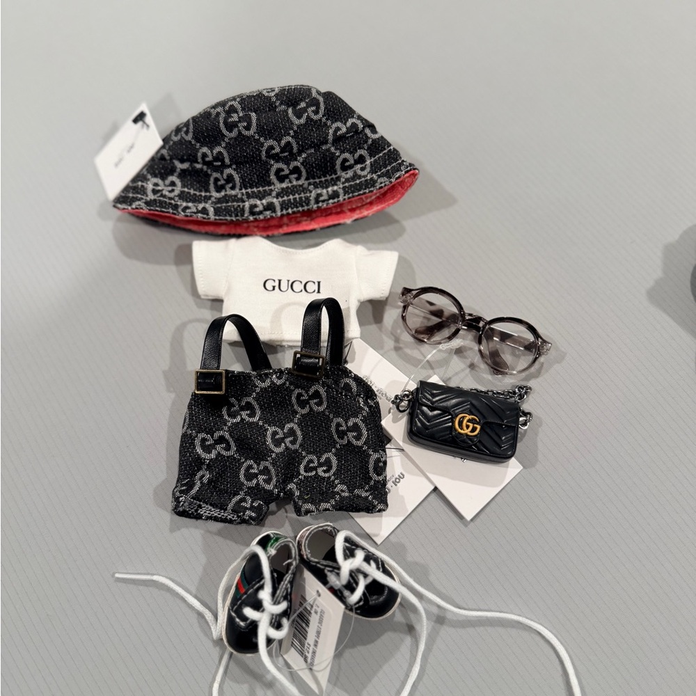 Labubu Gucci Kids Black GG-Print Outfit Set with Hat & Accessories